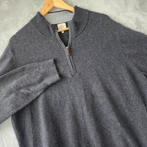 Faherty Sweater Mens Size XL Gray Organic Cotton 1/4 Zip Pullover X-Large